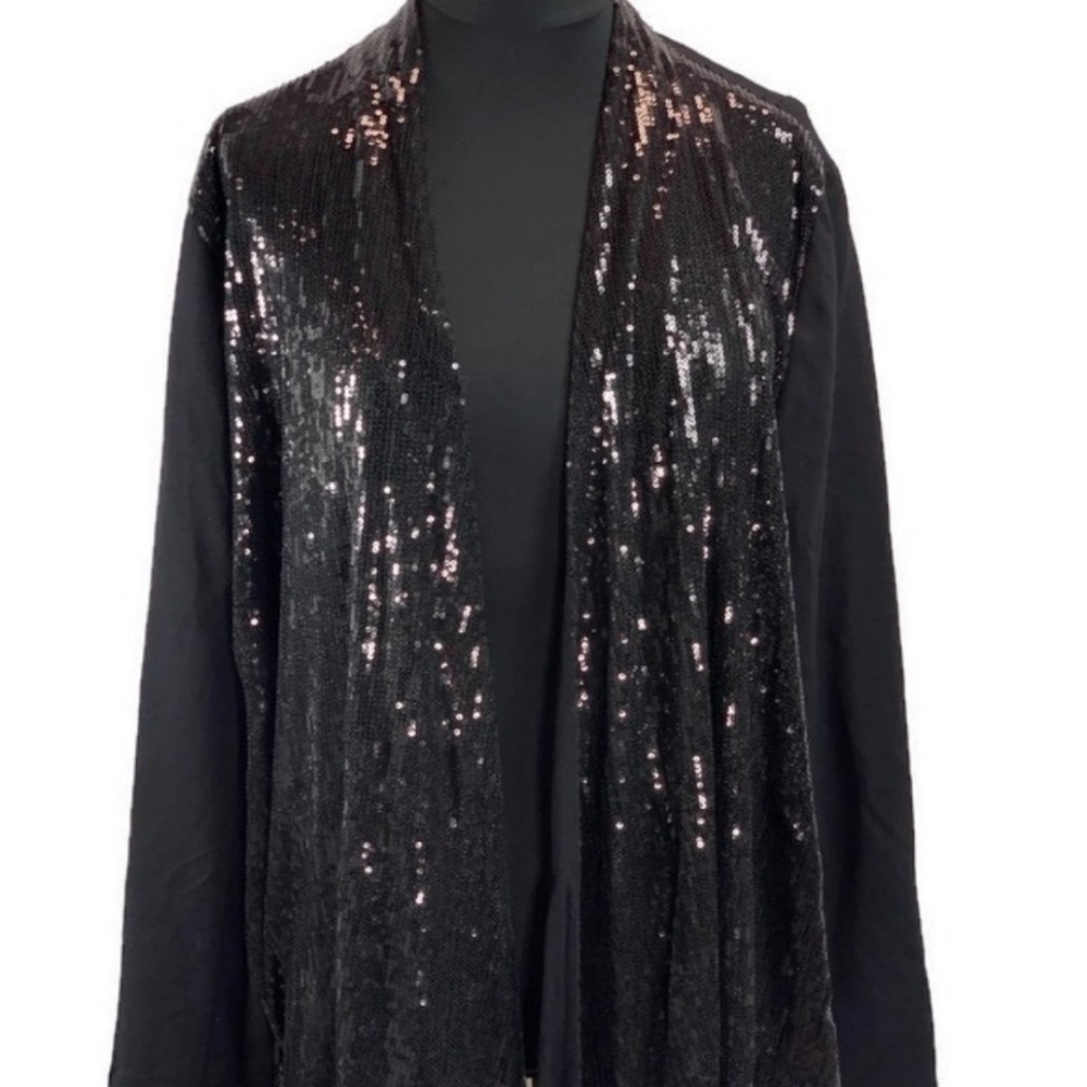 Black Sequined Cardigan Jacket - image 1